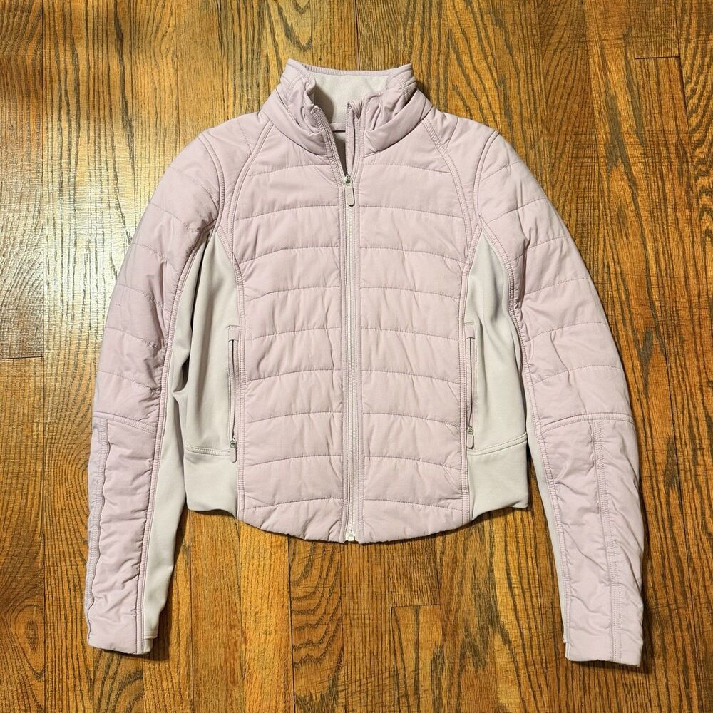 Lululemon Push Your Pace Jacket Sz 2 Porcelain Pink Running Jogging Coat Fleece